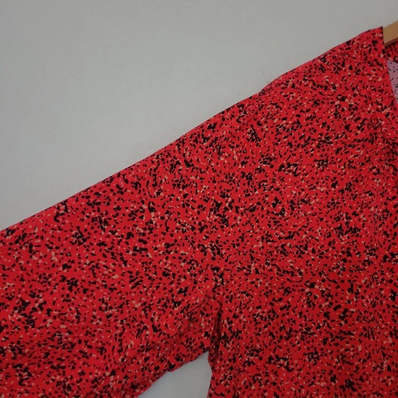 Old Navy Women's 3/4 Button Red Floral Balloon Sleeve Lightweight Blouse XXL - Picture 5 of 9